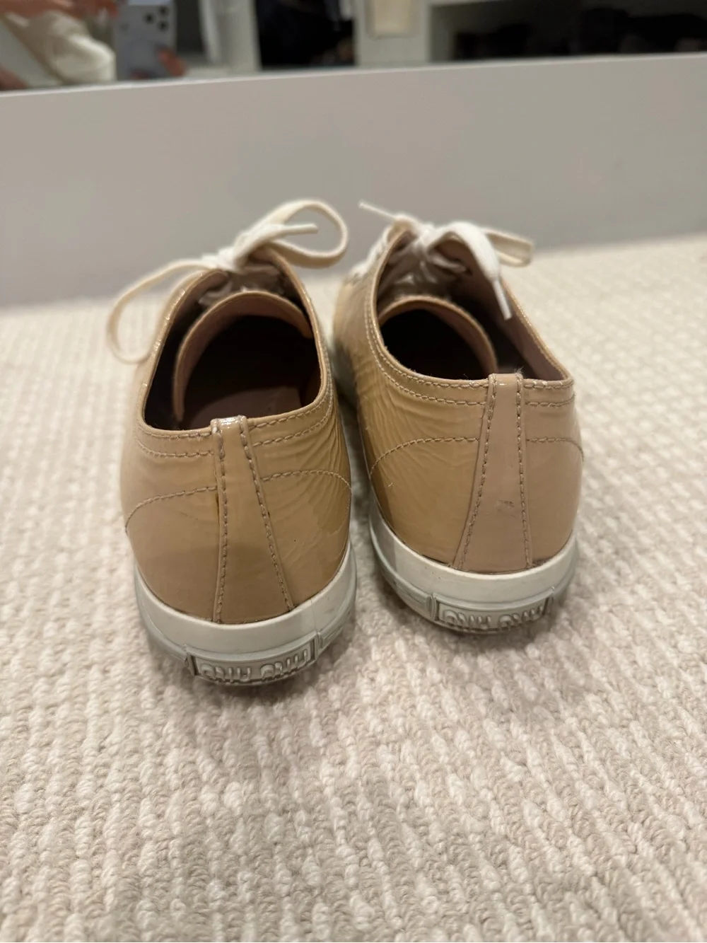 Miu Miu Patent Leather Low-Top Sneaker in Light Pink